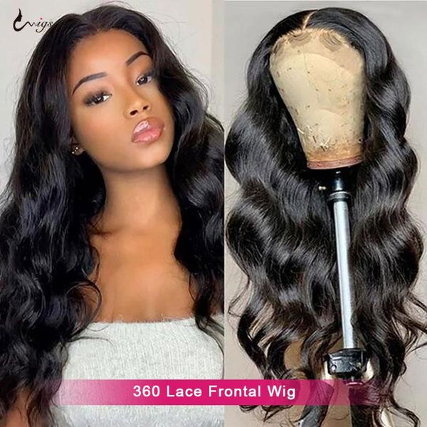 

lace wigs 360 frontal wig body wave front human hair for women pre plucked humam glueless, Black;brown