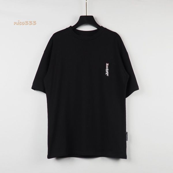 

angel simple vertical sign letter pattern loose round neck t-shirt high street drop shoulder half-sleeved bat short-sleeved men and women th, White;black