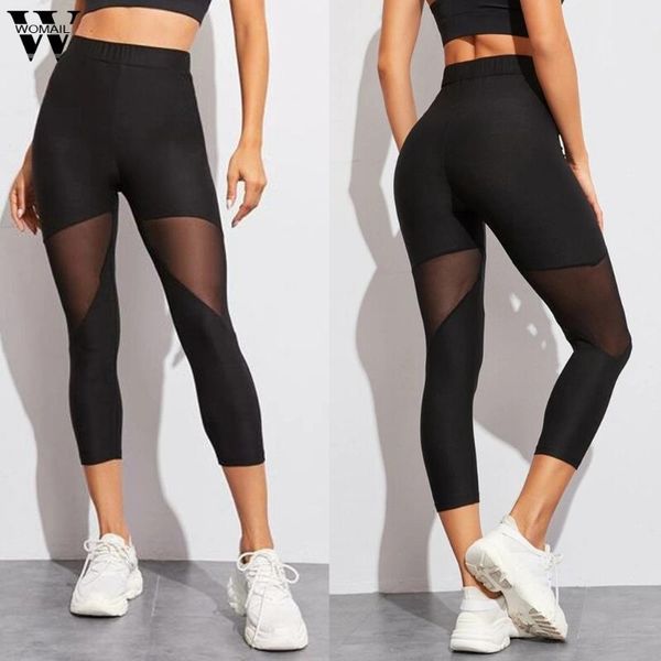 

womail women pant pencil casual leggings black mesh fitness high waist hollow push up punk legging workout sport women's pants & capris, Black;white