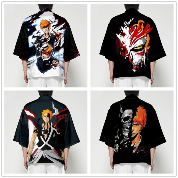 

printing japanese kimono haori yukata cosplay women/men fashion summer casual short sleeve streetwear jackets clothes ethnic clothing, Red