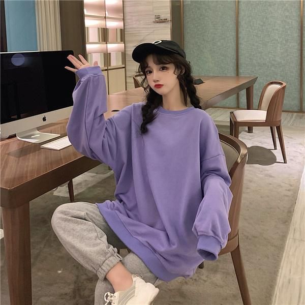 

women's hoodies & sweatshirts real s autumn korean style loose couple outfit pure, Black