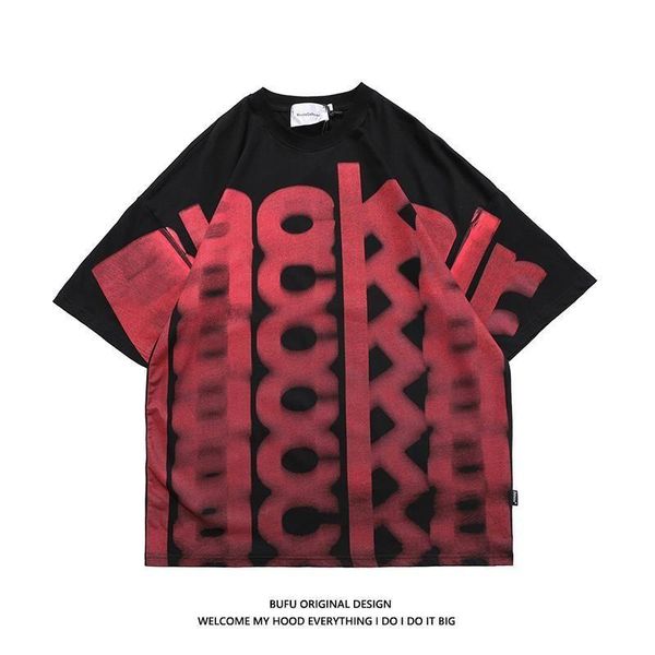 

men's t-shirts gothic printed short-sleeved men oversized t-shirt 2021 summer national trend high street hip-hop style couple top, White;black