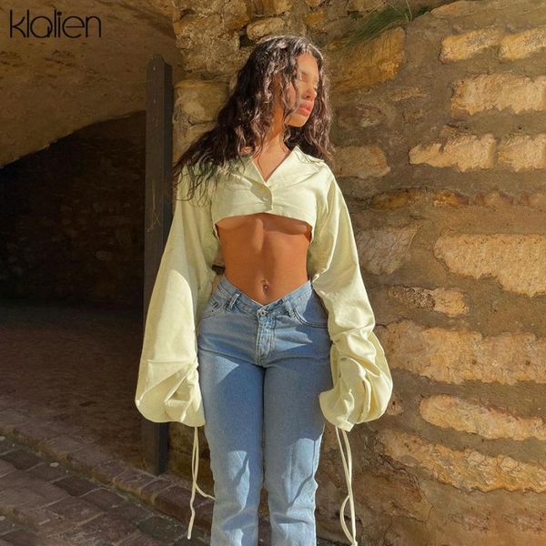 

women's t-shirt klalien fashion casual short coat for women autumn solid slim wild crop female streetwear 2021 y2k activewear, White