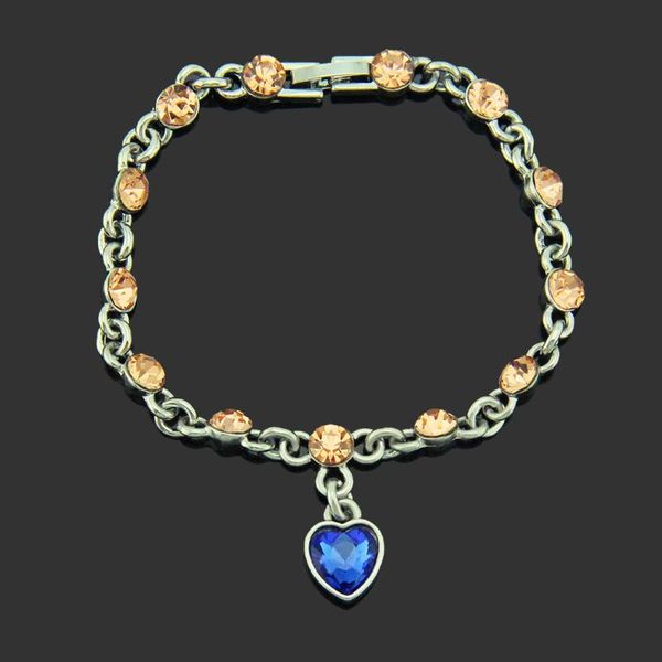 

charm bracelets color rhinestone love simple creative bracelet women's heart of the sea peach, Golden;silver