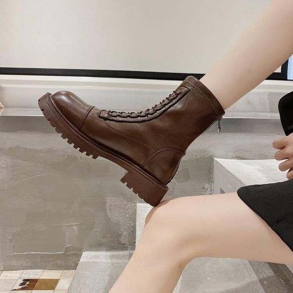 

boots net red thick bottom lace-up female 2021summer british fashion thin black locomotive botas de mujer