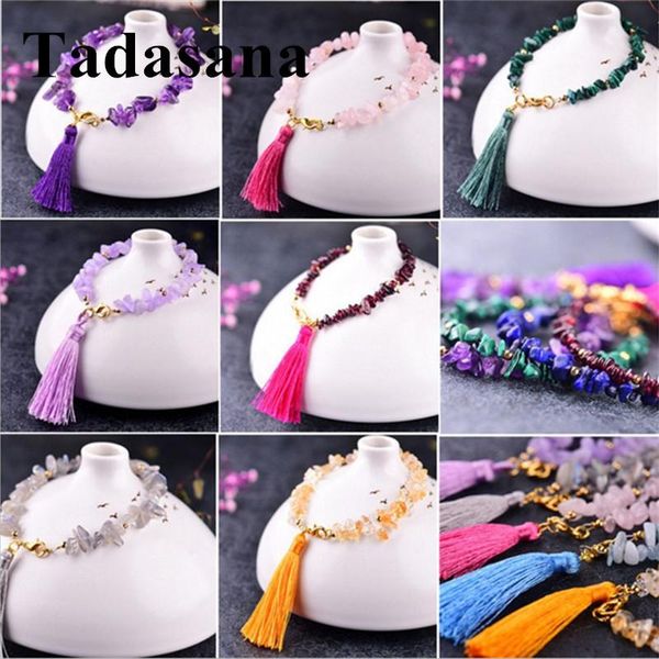 

charm bracelets santo moonstone red garnet natural stone beads bracelet friendship gravel tassel pink crystal woman love gift, Golden;silver