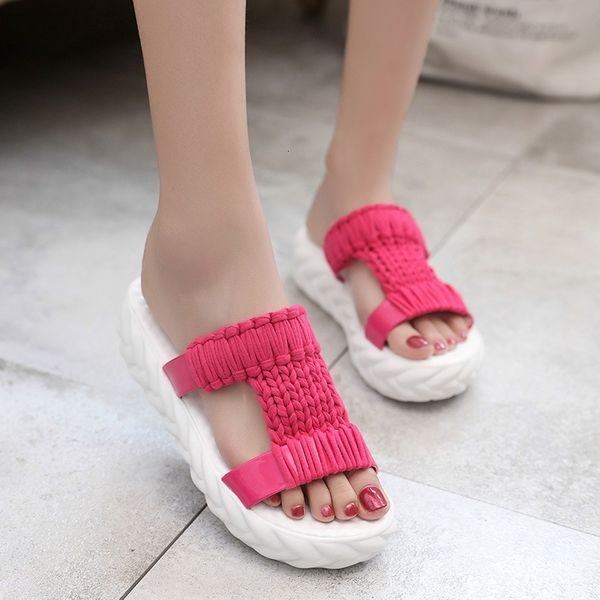 

sandals muffin slippers summer fashion wear comfortable high-heeled flip flops versatile women's shoes sandals, Black