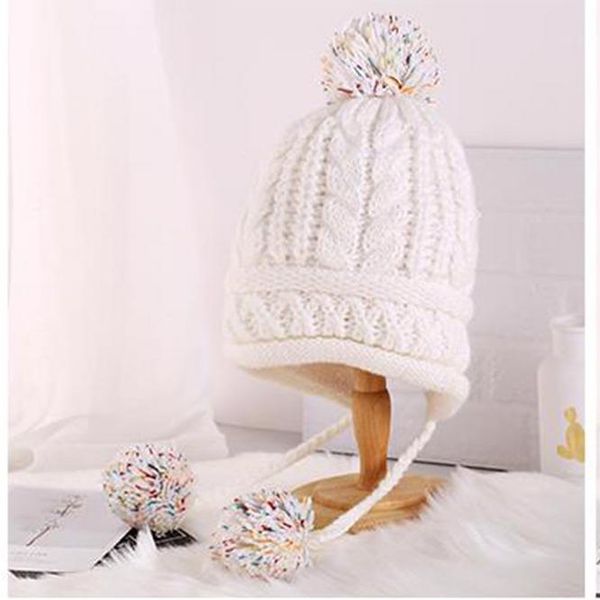 

beanies winter wool plush thickened korean cute fashion ball female hat cycling warm girl knitted outdoor cold proof white