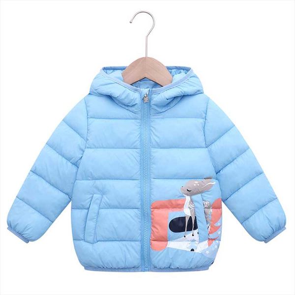 

down coat children cotton clothing for autumn and winter girls' lightweight warm cute windproof jacket, Blue;gray