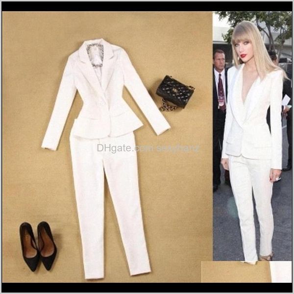 Blazer Abbigliamento donna Abbigliamento Drop Delivery 2021 Fashion Pant Donna Slim Simple Pink Suit +9 Points Pants Two-Piece Women Office Lady Su