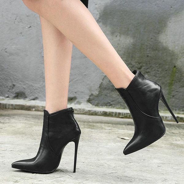 

boots spring women high heel nude 12cm super ladies heels beige gray black autumn short large size 43