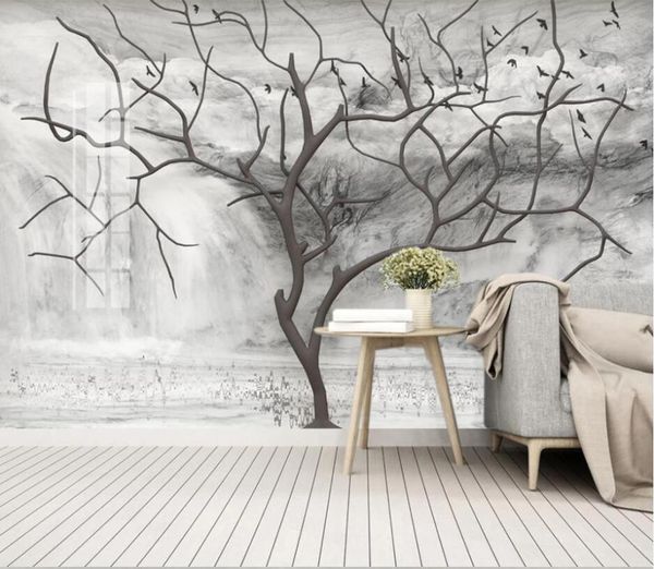 

wallpapers cjsir custom wall paper 3d wallpaper mural marble pine landscape background papel pintado de pared