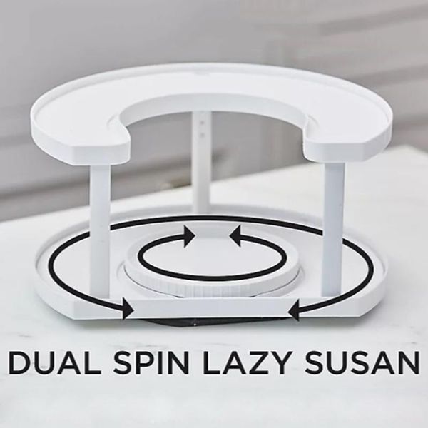 

multifunction u-shaped double-layer rotating rack rotable condiment organizer kitchen spice jar storage & organization