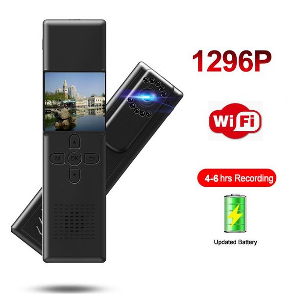 

2304*1296p 1080p wifi ap wireless body camera with display cam viewing on app worn camcorder night vision motion detectin mini cameras