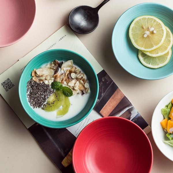 

creative matte ceramic dessert bowl simple colored glaze tableware 5 inch household porcelain bowls