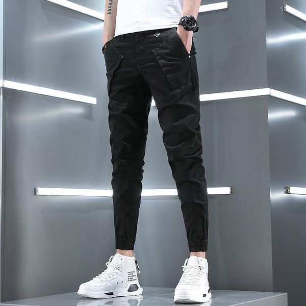 

men's jeans 2021 fall casual pants youth simple slim-fitting ankle-tied long korean fashion exercise feet, Blue
