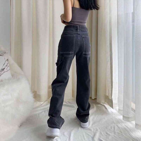 

light blue jeans for women washed retro high waist straight long loose wide leg jeans women trousers streetwear pants