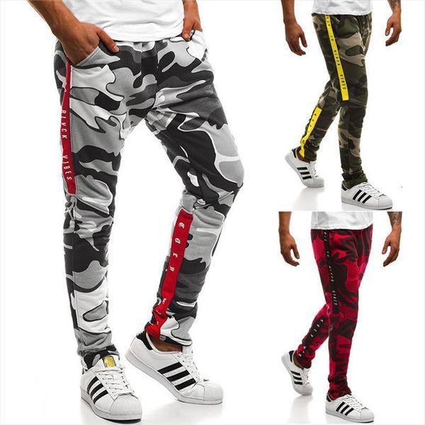 

camouflage fashion casual patchwork sweatpants women pant male cargo trousers, Black