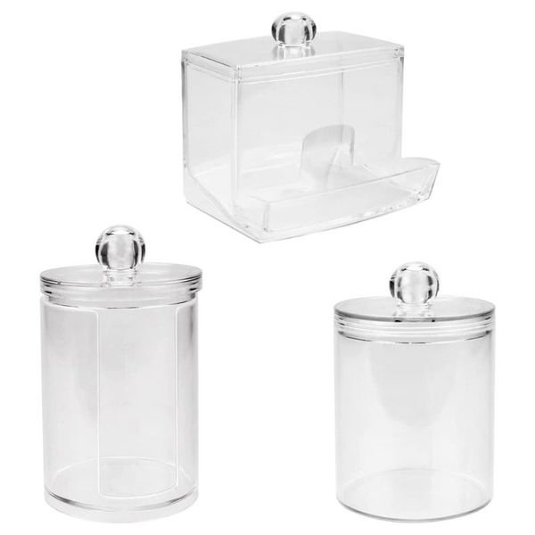

soap dishes 3pcs cotton swab storage boxes transparent round makeup