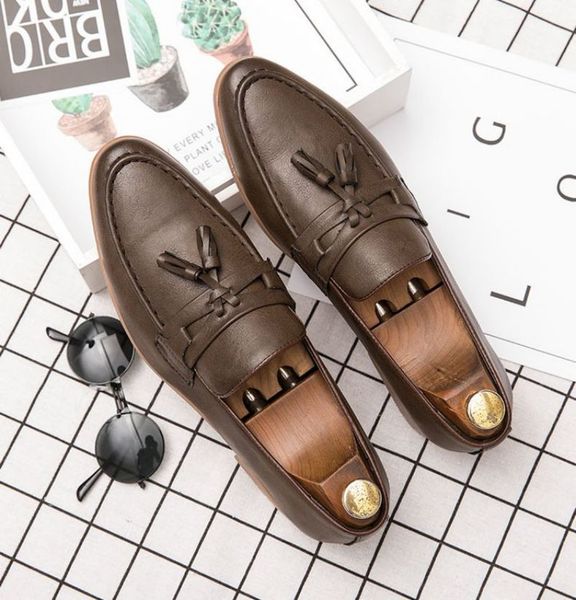 

dress shoes men pu leather fashion tassel decoration four seasons trend latest leisure classic xm353 ype2, Black
