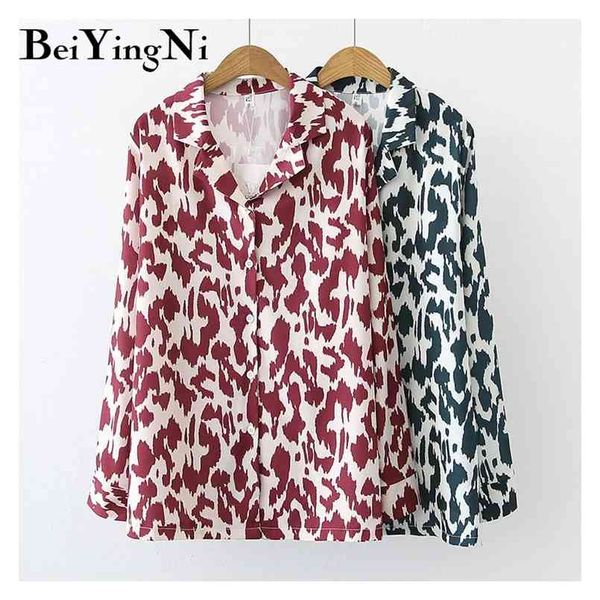 

leopard female shirts single-breasted loose hipster harajuku women long sleeve blusas mujer leisure retro blouses 210506, White