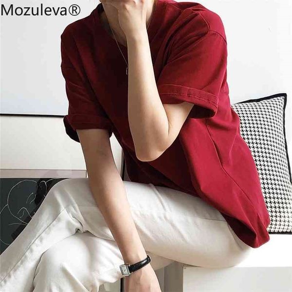 

summer grinding hair round collar short sleeve women's loose-color solid-colored t-shirt 210416, White