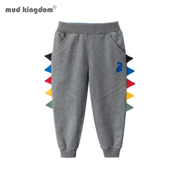 Mudkingdom Pantaloni da jogging per ragazzi Cartoon Dinosaur Design Pantaloni a vita elastica alla moda autunnale 210615
