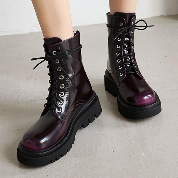 

boots gigifox 2021 large sizes 43 fashion winter shoes women platform stylish cool motorcycles female footwear, Black