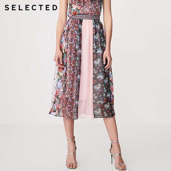 

skirts selected womens printed spliced chiffon skirt | 41924c524, Black