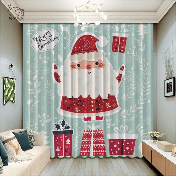 

cute santa claus elk pattern curtain kitchen home children's curtains room girl drapes in the living micro shading &
