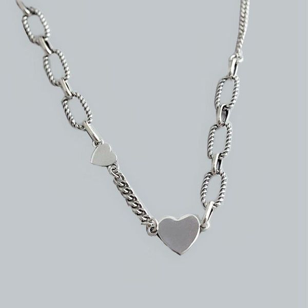 

chains thai silver craftsmanship personality retro twist size heart-shaped necklace exquisite romantic light luxury ladies jewelry