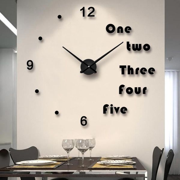 

wall clocks fashion 3d large clock diy mirror sticker quartz watch still life modern home decoration living room stickers