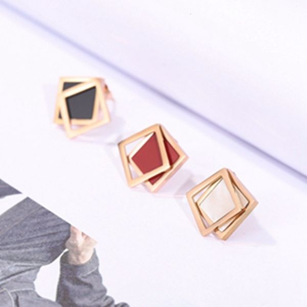 

korean square titanium steel earrings women's simple tassel earrings rose gold versatile net red jewelry, Silver