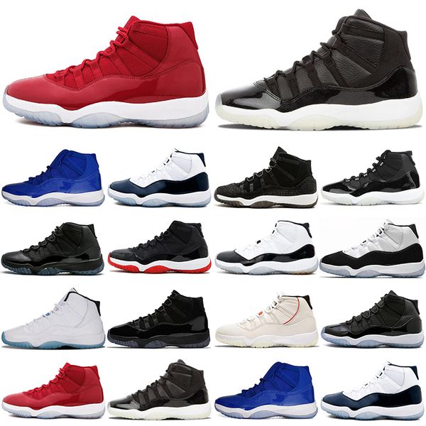 

new arrive official basketball shoes high 11 11s 25th anniversary gamma blue concord 23 prom night platinum tint space jam gym red midnight, White;red