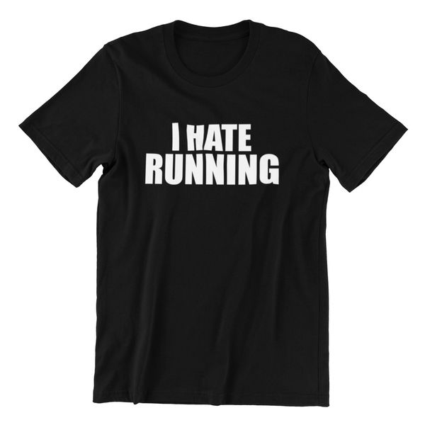 

i hate running t shirt - funny training tshirt fitness gym, White;black