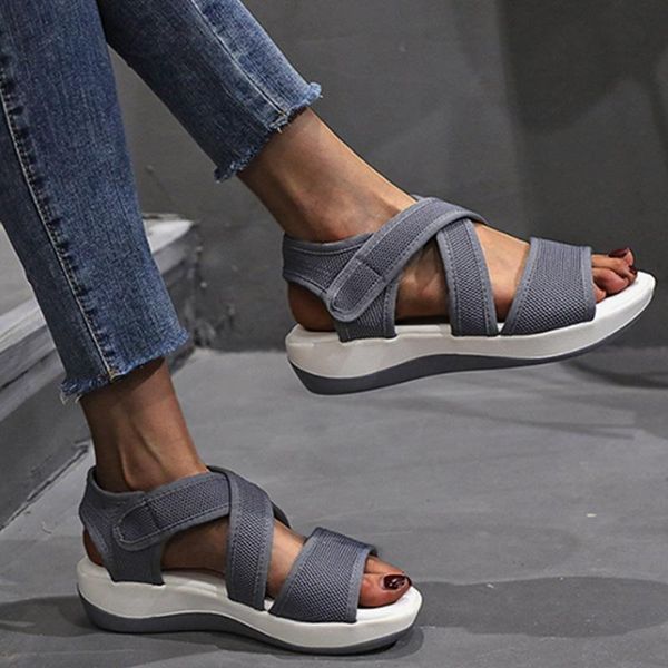 

sandals women sports style mid heels ladies shoes fashion ventilation cross strap female soft sole comfortbale 2021, Black