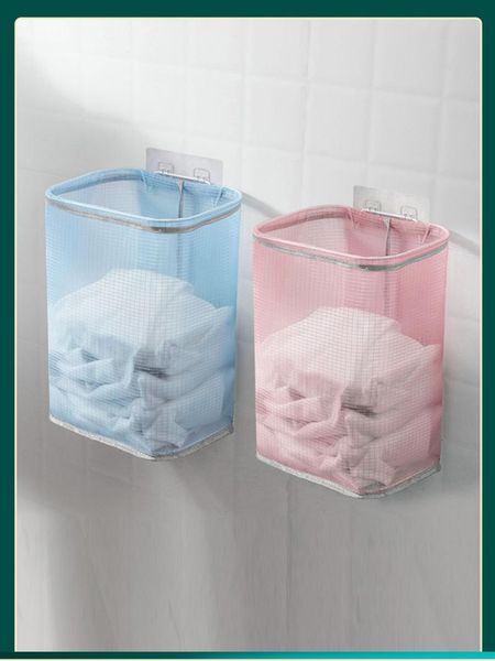 

laundry bags household foldable basket nail-wall hanging bathroom storage for dirty clothes