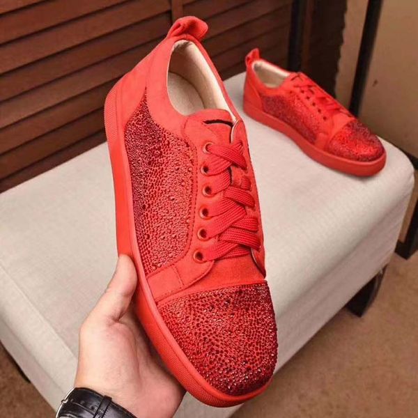 

red bottoms men women designer shoes leather loafers luxury sneakers mens shoe rivet cowhide casual drill size 35-46 with box, Black