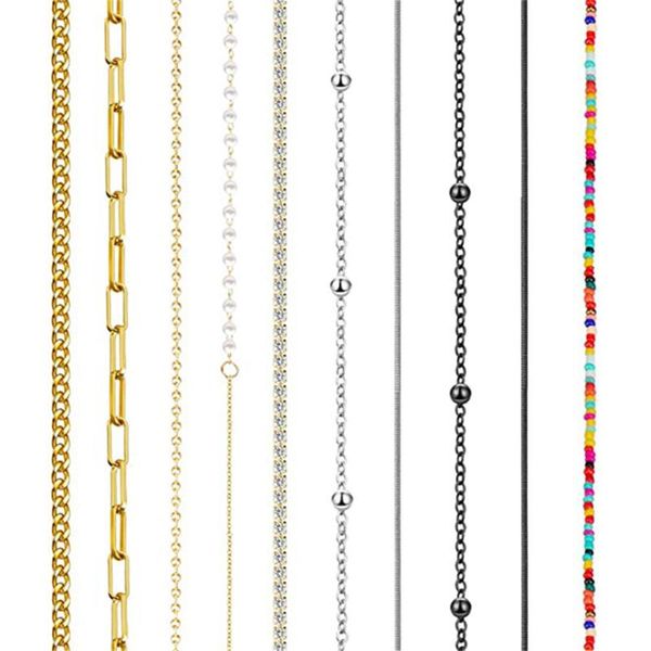 

european and american 10 pieces glasses chain pearl sunglasses frame loss proof women's mask chains, Silver