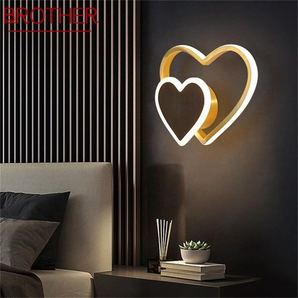 

wall lamp brother nordic sconces lamps brass contemporary creative love shape led light indoor for home