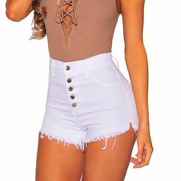 

women's shorts denim women summer tassel high waist ladies bottoms short jeans solid casual button, White;black