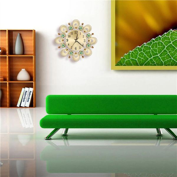 

wall clocks european retro diamond inlaid flower iron clock living room bedroom kitchen bathroom home decor