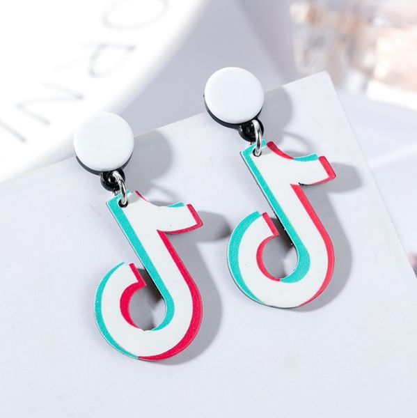

creative acrylic musical note dangle earrings for women colorful party jewelry summer holiday girlfriend brincos wholesale, Silver