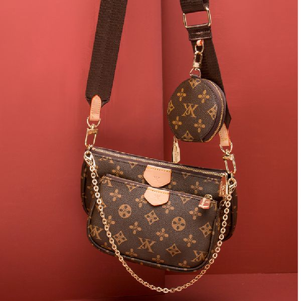 

3in1 sets women crossbody bag 2021 new fashion classic printed pattern shoulder messenger chain bags ladies fashionable purses