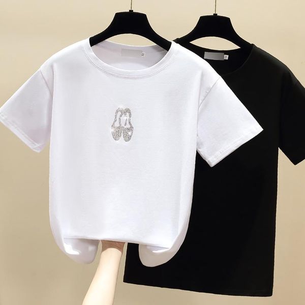 

women's t-shirt diamond white cotton short-sleeved women fashion simple 2021summer female t shirts casual ladies camiseta mujer