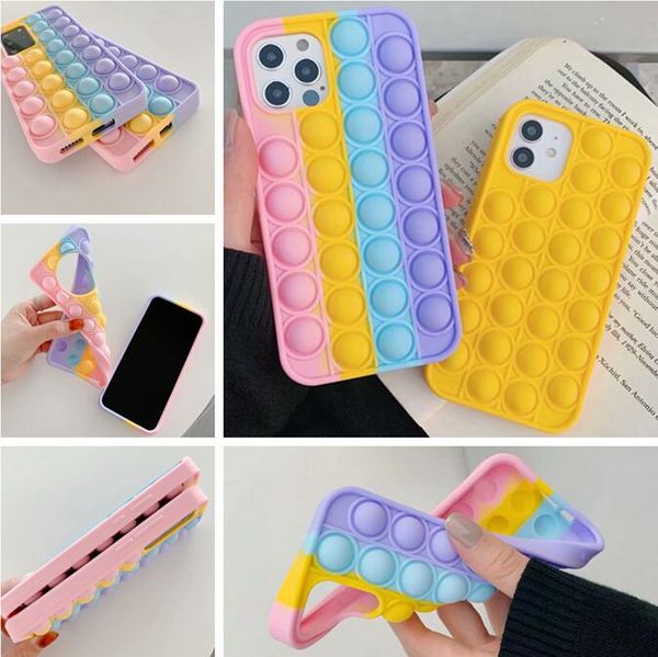 

pop it push bubble phone cases for iphone 12 mini 11 pro max x xs xr se2 7 plus 8 6 6s relive stress relief fidget toy soft silicone gel cov