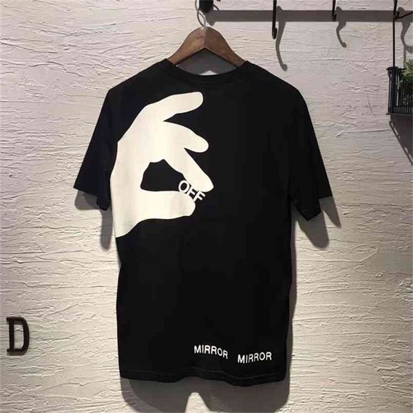 Chegada marca roupas curtas de malha o-pescoço fora casual camiseta homens hip hop impressão de algodão de lazer tshirt homme venda 210809