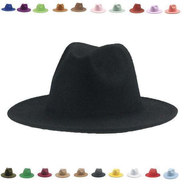 

wide brim hats women hat fedora panama solid men's vintage black white formal wedding winter women's hombre, Blue;gray