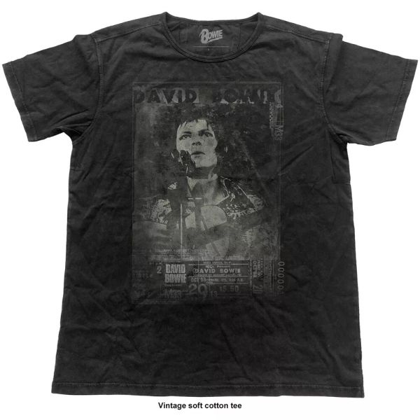 

david bowie live authorized vintage men t-shirt, White;black