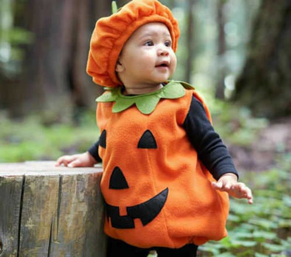 

newborn baby boy girl halloween pumpkin romper jumpsuit 2pcs outfits fancy costume children clothes q0910, Blue